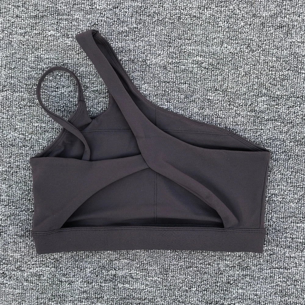 Women’s Shockproof Sports Bra with Oblique Shoulder Straps
