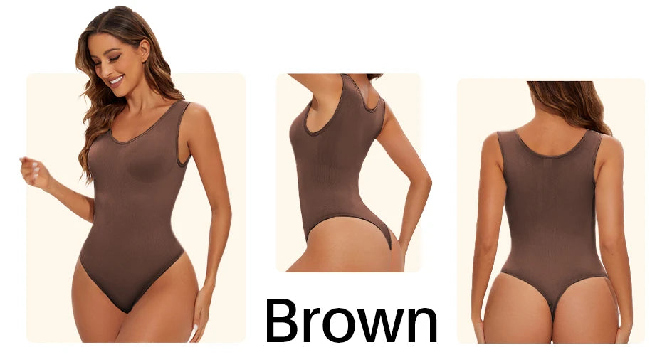 Seamless Bodysuit Shapewear for Women – Body Shaper with Wide Shoulder Straps