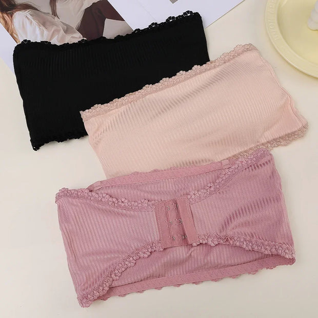 Summer Strapless Women Bras Back Lace Sexy Chest Tops Seamless Breathable Underwear Brassiere Solid Invisible Chest Wraps Bra