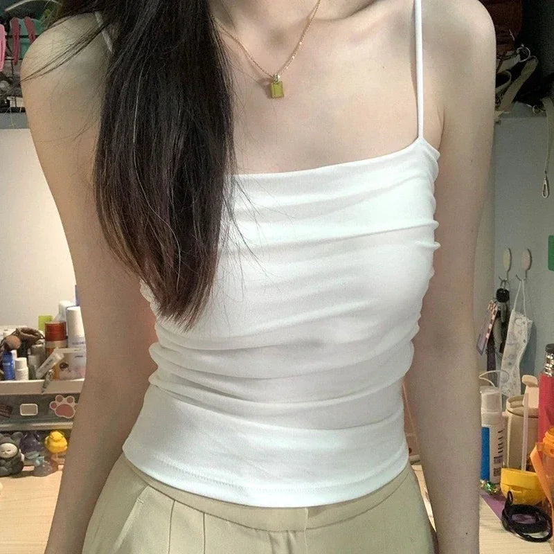 Women’s Sleeveless Seamless Tank Top with Built-In Chest Pads